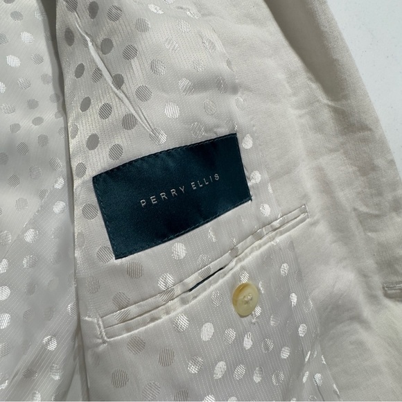 Perry Ellis Men’s White Linen Cotton Blend Blazer Sport Coat 44R - Picture 9 of 16